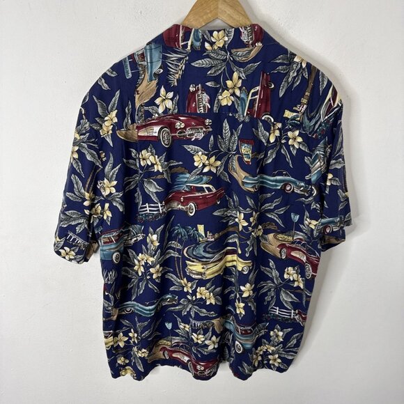 Vintage Kalaheo RJC Hawaiian Men XL Button Shirt Cars Floral - Picture 5 of 5